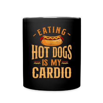Hot-dog adulte mangeant des hot-dogs est - Mug uni - noir - Devant