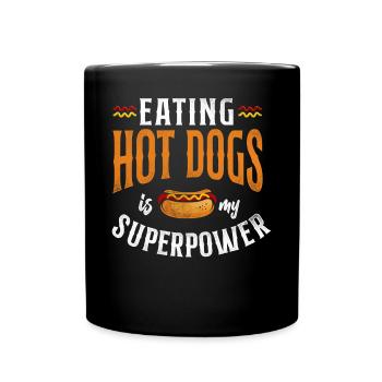 Hot-dog adulte mangeant des hot-dogs est - Mug uni - noir - Devant