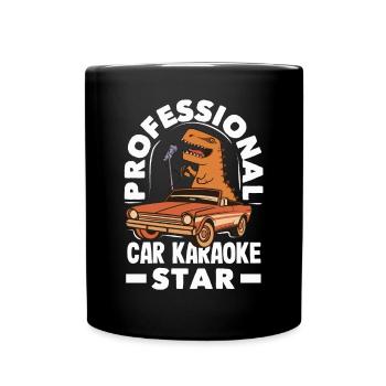 Professional Car Karaoke Star Funny Dinosaur - Full Colour Mug - black - Front