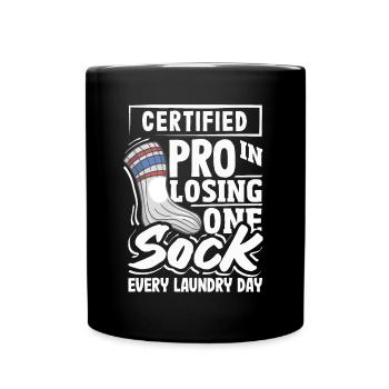 Certifié Pro pour perdre une chaussette à chaque lessive - Mug uni - noir - Devant