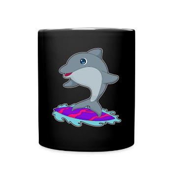 Été de surf sur planche de surf Dolphin - Mug uni - noir - Devant