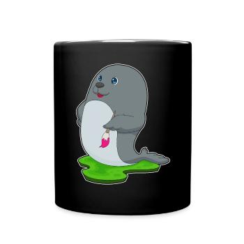 Seal Painter Brush Painting - Full Colour Mug - black - Front