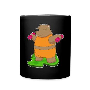 Bär Bodybuilder Hanteln Bodybuilding - Tasse einfarbig - Schwarz - Vorne
