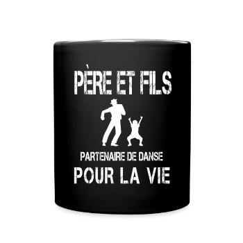 père et fils danse papa - Mug uni - noir - Devant