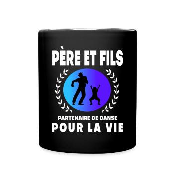 père fils danse rétro vintage homme papa - Mug uni - noir - Devant