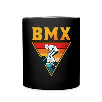 Retro BMX Freestyle Fahrer, Stunt Design - Tasse einfarbig - Schwarz - Vorne