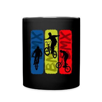 Rider BMX Freestyle rétro, conception de cascades - Mug uni - noir - Devant