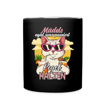 Mädels Egal Was Passiert Pegel Halten - Tasse einfarbig - Schwarz - Vorne