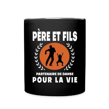 père fils danse vintage rétro papa - Mug uni - noir - Devant