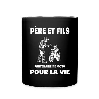 Motorrad Vater und Sohn Duo Mann Partner Biker Papa - Tasse einfarbig - Schwarz - Vorne