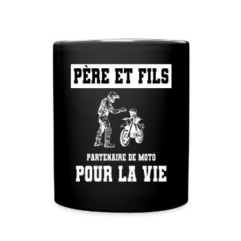 Motorrad Vater und Sohn Duo Mann Papa Biker - Tasse einfarbig - Schwarz - Vorne