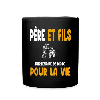 Motorrad Vater und Sohn Partnerleben Papa Biker - Tasse einfarbig - Schwarz - Vorne