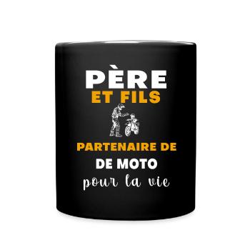 Motorrad Vater und Sohn Biker Papa - Tasse einfarbig - Schwarz - Vorne