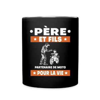 Vater und Sohn Motorrad Duo Mann Partner Biker Papa - Tasse einfarbig - Schwarz - Vorne