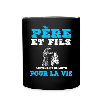 Vater und Sohn Motorrad Partner Duo Mann Papa Biker - Tasse einfarbig - Schwarz - Vorne