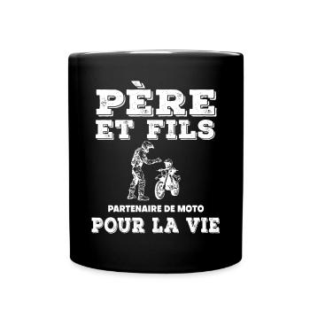 father and son motorcycle partner father biker dad - Full Colour Mug - black - Front
