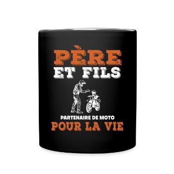 Vater und Sohn Motorrad Partner Leben Papa Biker - Tasse einfarbig - Schwarz - Vorne