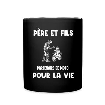 père et fils moto partenaire pour vie papa motard - Mug uni - noir - Devant
