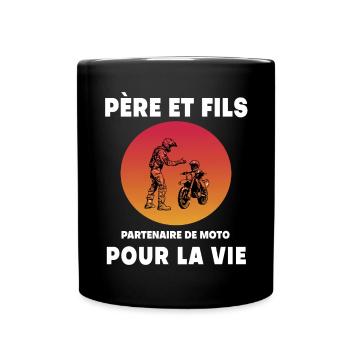 Vater und Sohn Motorrad Retro Vintage Biker Papa - Tasse einfarbig - Schwarz - Vorne