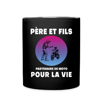 Vater und Sohn Motorrad Retro Vintage Mann Biker Papa - Tasse einfarbig - Schwarz - Vorne
