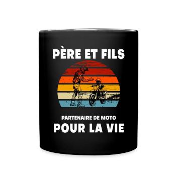 père et fils moto vintage rétro sunset papa motard - Mug uni - noir - Devant