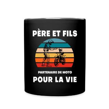 Vater und Sohn Motorrad Vintage Retro Biker Papa - Tasse einfarbig - Schwarz - Vorne