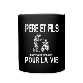père et fils moto papa motard - Mug uni - noir - Devant