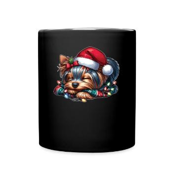 Weihnachtsmütze Weihnachten Lichterkette - Tasse einfarbig - Schwarz - Vorne