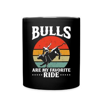 Bullenreiter Rodeo Western Cowboy Bull Riding - Tasse einfarbig - Schwarz - Vorne