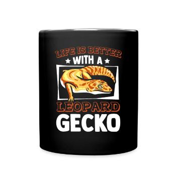 Das Leben ist besser mit einer Leopardgecko-Eidechse - Tasse einfarbig - Schwarz - Vorne