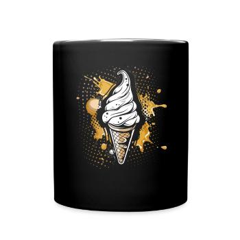 Ice cream cone Splashes of color - Full Colour Mug - black - Front