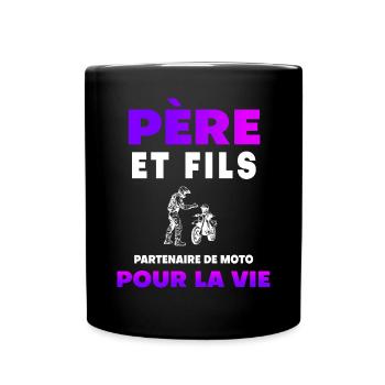 père fils moto duo homme partenaire papa motard - Mug uni - noir - Devant