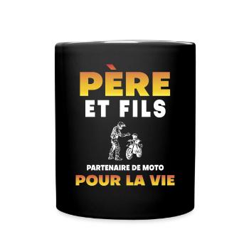 Vater Sohn Motorrad Partner Leben Biker Papa - Tasse einfarbig - Schwarz - Vorne
