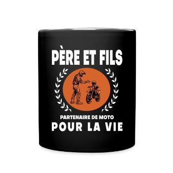 Vater Sohn Motorrad Vintage Retro Biker Papa - Tasse einfarbig - Schwarz - Vorne