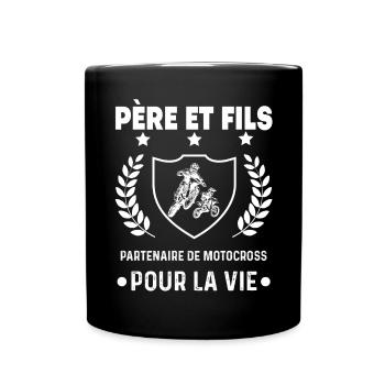 motocross père et fils partenaire duo homme motard - Mug uni - noir - Devant