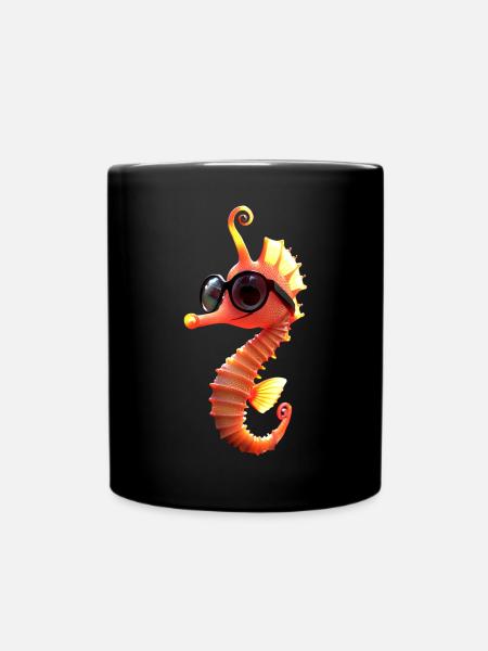 Seepferdchen Aquarist Angler Süßes Seepferdchen - Tasse einfarbig - Schwarz