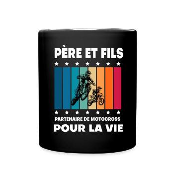Father and Son Vintage Motocross Man Biker - Full Colour Mug - black - Front