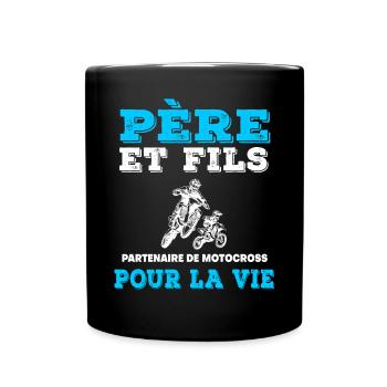 père et fils motocross partenaire duo homme motard - Mug uni - noir - Devant