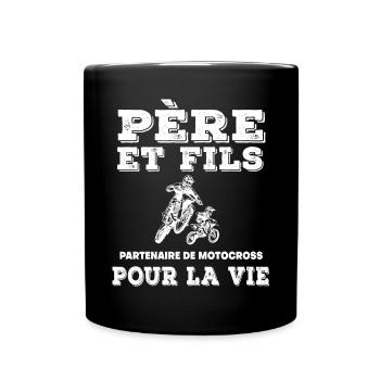 père et fils motocross partenaire la vie motard - Mug uni - noir - Devant