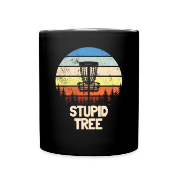 Dummer Baum-Discgolf-Retro lustiger Discgolf-Spiel - Tasse einfarbig - Schwarz - Vorne