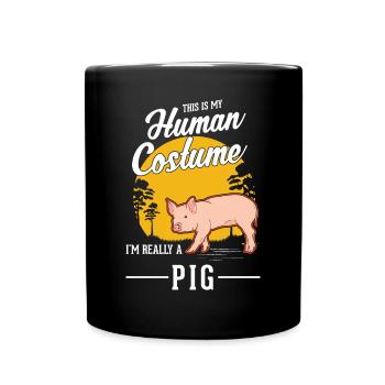 Costume de cochon fermier Halloween cochons - Mug uni - noir - Devant