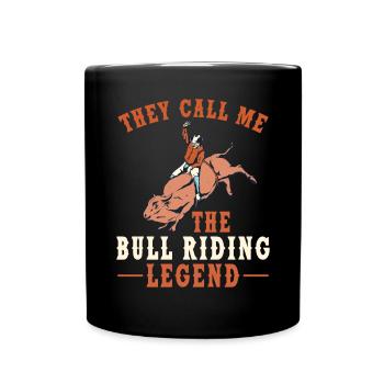 Bullenreiter Rodeo Western Cowboy Bull Riding - Tasse einfarbig - Schwarz - Vorne