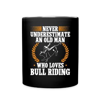 Bullenreiter Rodeo Western Cowboy Bull Riding - Tasse einfarbig - Schwarz - Vorne