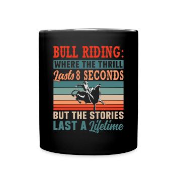 Bullenreiter Rodeo Western Cowboy Bull Riding - Tasse einfarbig - Schwarz - Vorne
