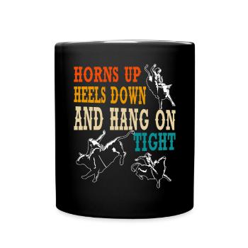 Bullenreiter Rodeo Western Cowboy Bull Riding - Tasse einfarbig - Schwarz - Vorne
