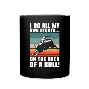 Bullenreiter Rodeo Western Cowboy Bull Riding - Tasse einfarbig - Schwarz - Vorne
