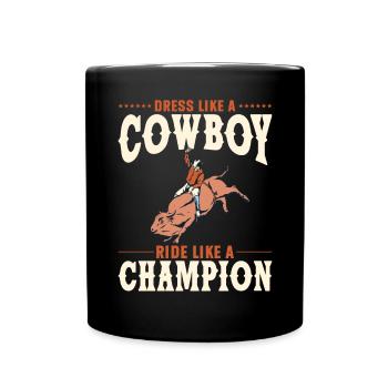 Bullenreiter Rodeo Western Cowboy Bull Riding - Tasse einfarbig - Schwarz - Vorne