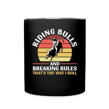 Bullenreiter Rodeo Western Cowboy Bull Riding - Tasse einfarbig - Schwarz - Vorne