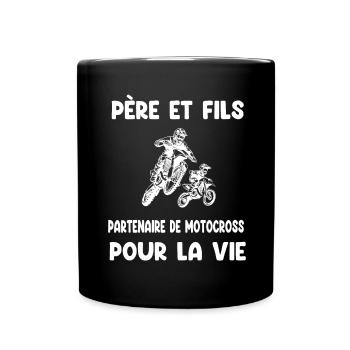 père et fils motocross partenaire pour vie motard - Mug uni - noir - Devant