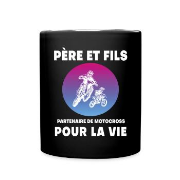Father and Son Motocross Retro Vintage Man Biker - Full Colour Mug - black - Front